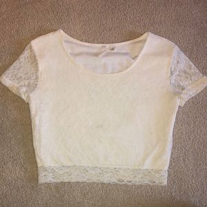 Small Off White Floral Crop Top